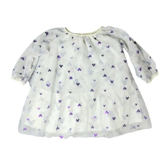 Disney Other - Disney Junior Mickey Mouse Dress Size 2T Tulle Overlay Purple White Sheer Flowy